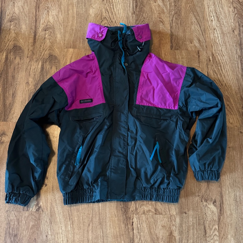 Vintage Women's Black and Purple Coat/Jacket